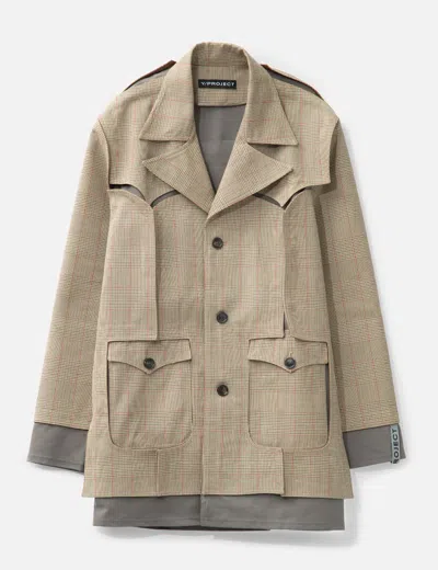 Y/project Glencheck Cut-out Jacket In Neutral