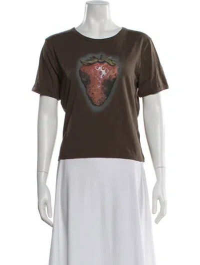 Pre-owned Y/project Graphic Print Crew Neck T-shirt In Brown