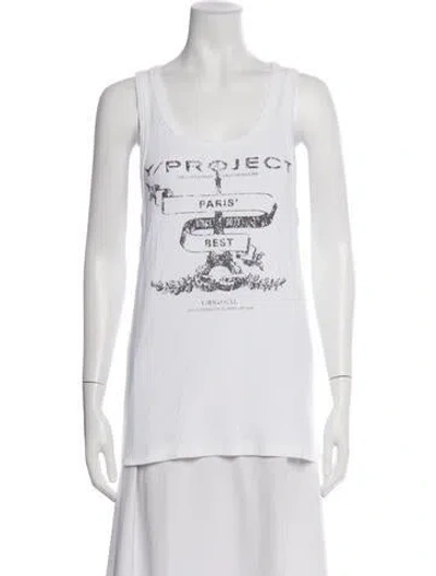 Pre-owned Y/project Graphic Print Scoop Neck Top In White