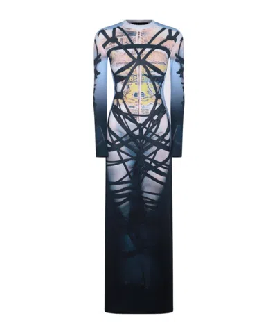 Y/project Graphic-printed Maxi Dress In Black