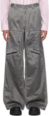Y/project Y Project Dark Grey Nylon Blend Cargo Pant In Washed Black