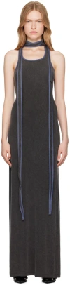 Y/project Gray Multiscarf Maxi Dress In Dark Grey