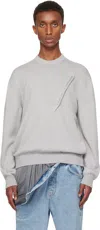 Y/project Gray Pinched Logo Sweater In Light Grey