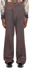 Y/project Gray Pinched Trousers In Dark Grey/rust