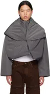 Y/project Gray Snap Off Puffer Jacket In Stone Grey