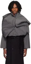 Y/project Gray Snap Off Puffer Jacket In Gray