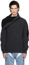 Y/project Gray Zip Insert High Neck Sweater In Dark Grey