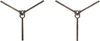 Y/project Gunmetal Y Curb Chain Earrings In Brushed Black/copper