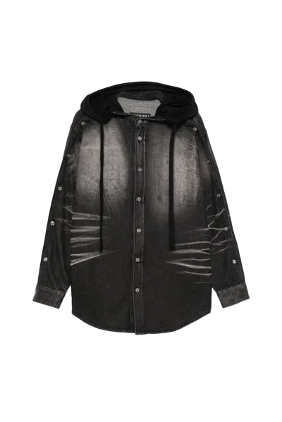 Y/project Insert Hood Denim Shirt In Black