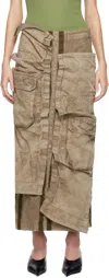 Y/project Skirt With Belt Loops And Cargo Pockets In Washed Khaki