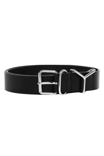 Y/project Leather Belt With Y Buckle Black