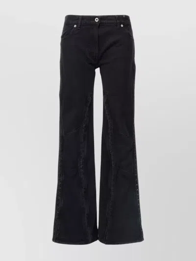 Y/PROJECT LEATHER PATCH BELT LOOP DISTRESSED JEANS