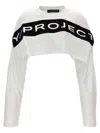 Y/project Scrunched Logo Cotton Crop Top In White