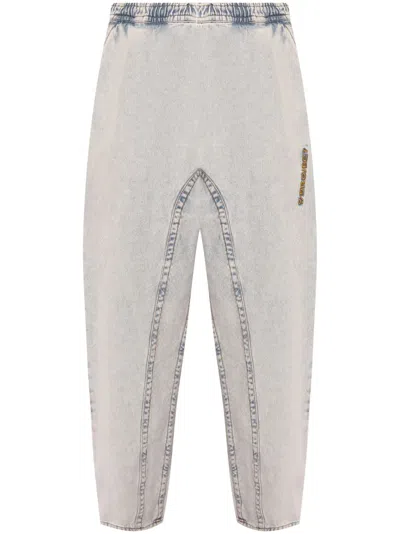 Y/project Logo-embroidered Cotton Jeans In Blue