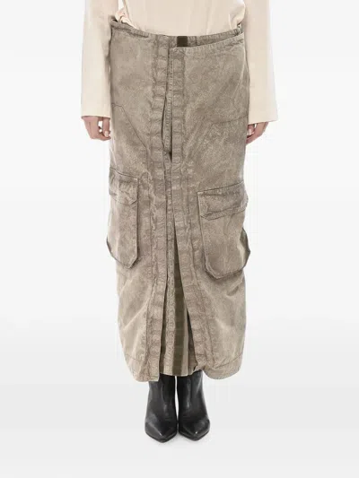 Y/project Maxi Cargo Denim Skirt In Neutral