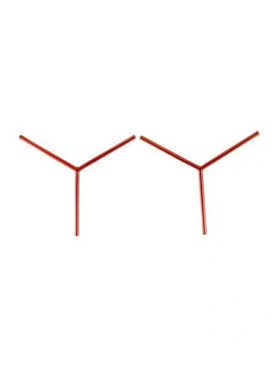 Pre-owned Y/project Maxi Y Drop Earrings In Red