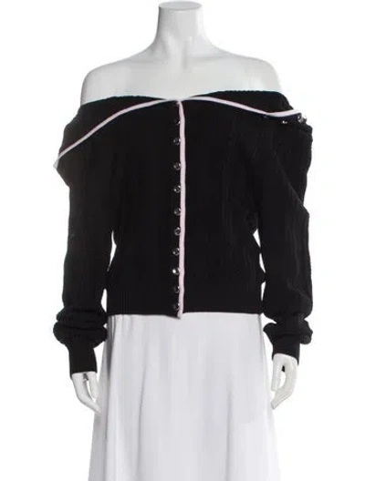 Pre-owned Y/project Merino Wool Off-the-shoulder Sweater In Black