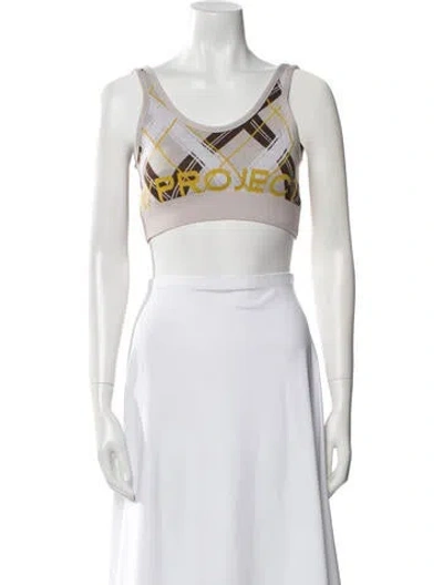 Pre-owned Y/project Merino Wool Printed Crop Top In White