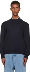 Y/project Pinched Logo Cotton Sweatshirt In Dark Navy