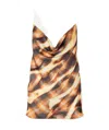 Y/project Open-back Draped Printed Satin Top In Multi