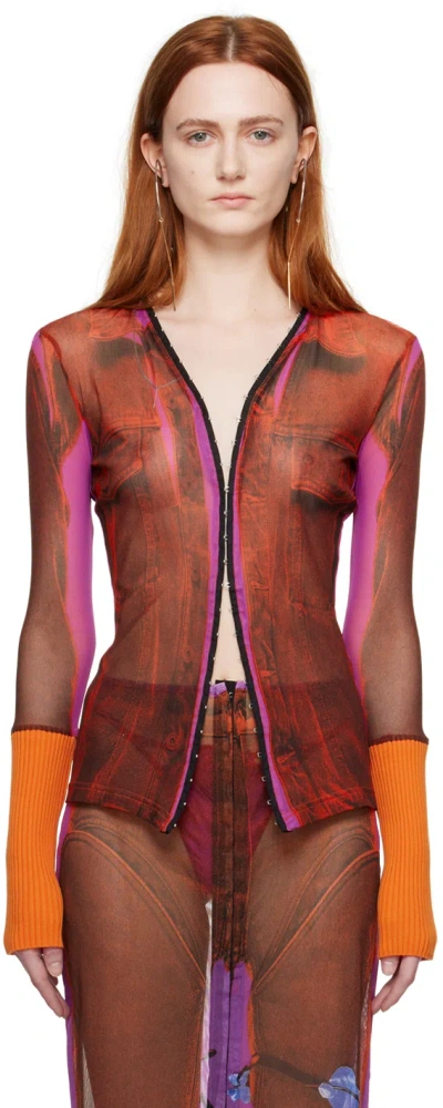 Y/project X Jean Paul Gaultier Trompe L'oeil Print Blouse In Multicolor