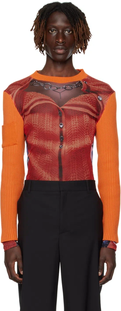 Y/project Orange Jean Paul Gaultier Edition Long Sleeve T-shirt In Burnt Orange