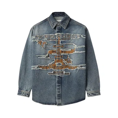 Pre-owned Y/project Paris Best Patch Denim Shirt 'blue' | Men's Size Xl