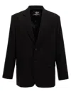 Y/project 'structured Shoulders Logo Embossed Blazer' In Black