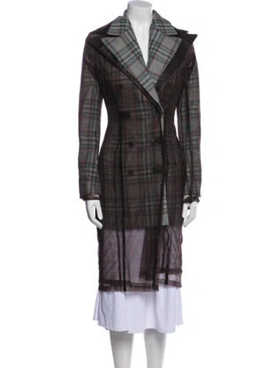 Pre-owned Y/project Plaid Print Coat W/ Tags In Gray
