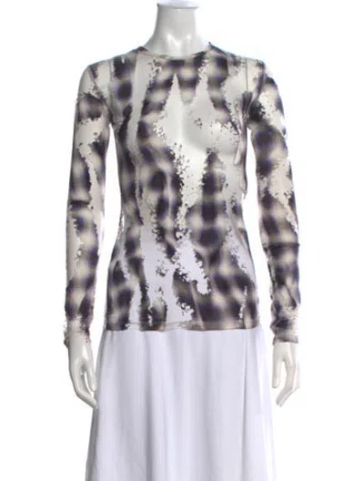 Pre-owned Y/project Plaid Print Crew Neck Top In White
