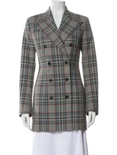 Pre-owned Y/project Plaid Print Peacoat In Gray