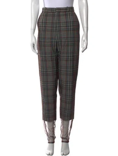 Pre-owned Y/project Plaid Print Straight Leg Pants In Neutral