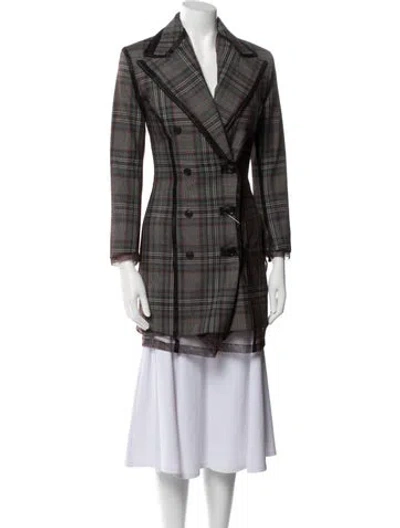 Pre-owned Y/project Plaid Print Trench Coat In Gray
