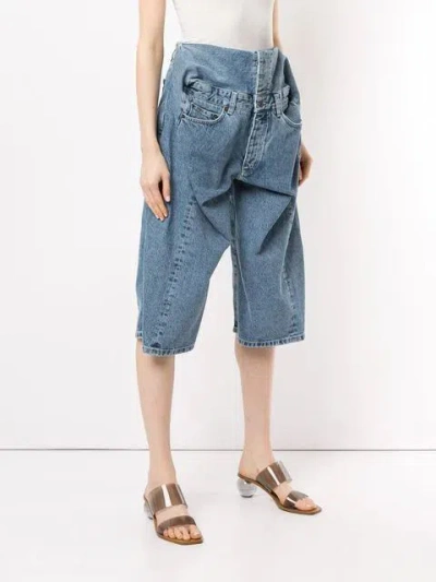 Pre-owned Yproject Pop-up Denim Short In Blue