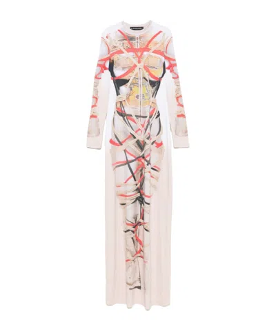 Y/project Print Maxi Dress In White