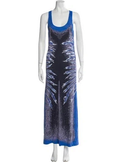 Pre-owned Y/project Printed Long Dress In Blue