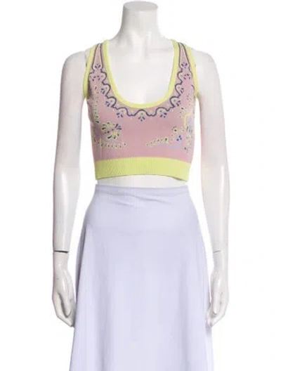 Pre-owned Y/project Printed Scoop Neck Crop Top W/ Tags In Pink
