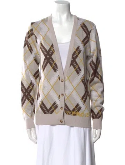 Pre-owned Y/project Printed V-neck Sweater In Neutral