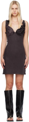 Y/project Purple Plunging Neck Denim Minidress In Black Purple