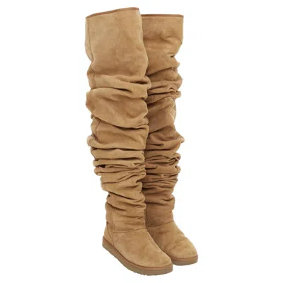Pre-owned Y/project Rare Y Project Ugg Glenn Martens 2018 Runway Shearling Wide Thigh Highboots Eu40 In Brown