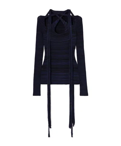Y/project Scarf-detailed Knit Top In Blue