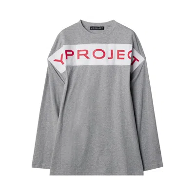 Pre-owned Y/project Scrunched Logo Long-sleeve T-shirt 'grey Melange' | Men's Size Xl