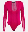 Y/project Semi-sheer Bodysuit In Fucsia