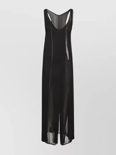 Y/PROJECT SHEER FABRIC FLOOR-LENGTH SLEEVELESS V-NECK DRESS