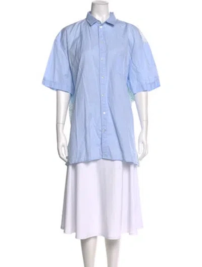 Pre-owned Y/project Short Sleeve Button-up Top In Blue