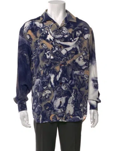 Pre-owned Y/project Silk Graphic Print Shirt In Blue