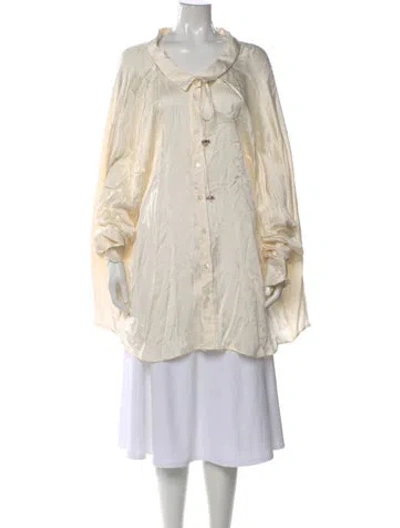 Pre-owned Y/project Silk Long Sleeve Button-up Top In Neutral