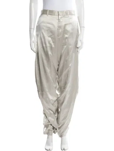 Pre-owned Y/project Silk Straight Leg Pants In Silver
