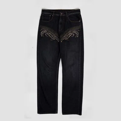 Pre-owned Yproject Spring 2021 Rhinestone Jeans In Black