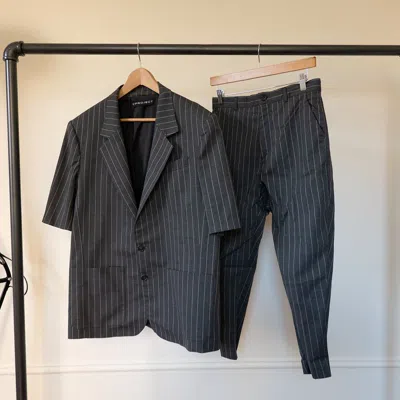 Pre-owned Y/project Ss16 Wool Short Sleeve Striped Suit In Gray